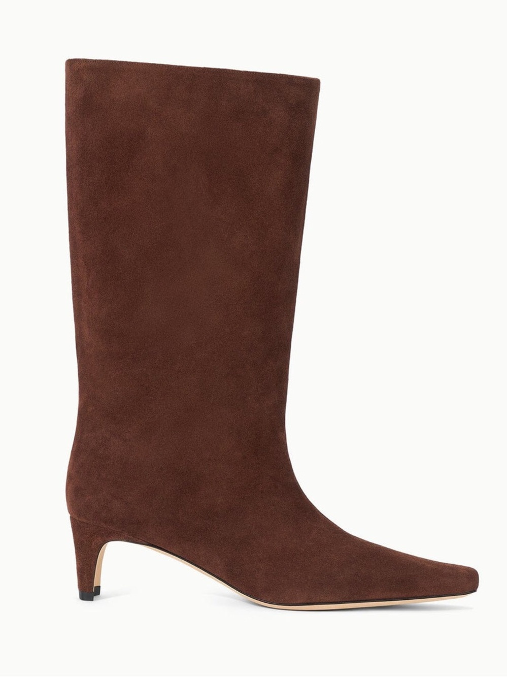 STAUD Wally Suede Mid Calf Boots - Mahogany
